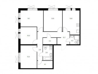 Четырёхкомнатная квартира 93 м²